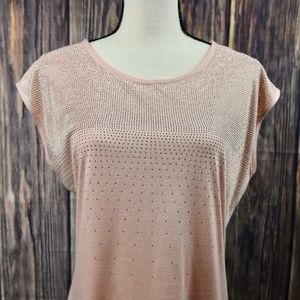 Blush and rose gold studded short sleeve top